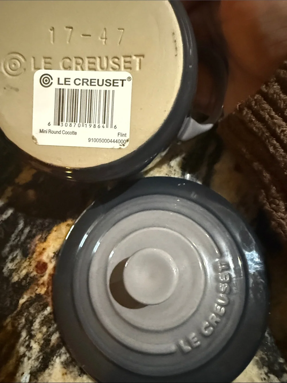Le Creuset Gray to Dark Gray Covered Casserole